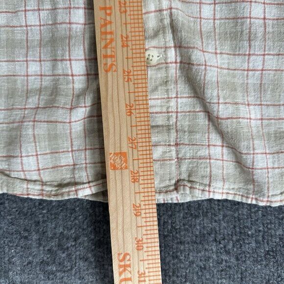 Mutual Weave Shirt Mens XL Beige Red Plaid Linen‎ Short Sleeve Button Up Pocket - Picture 7 of 7